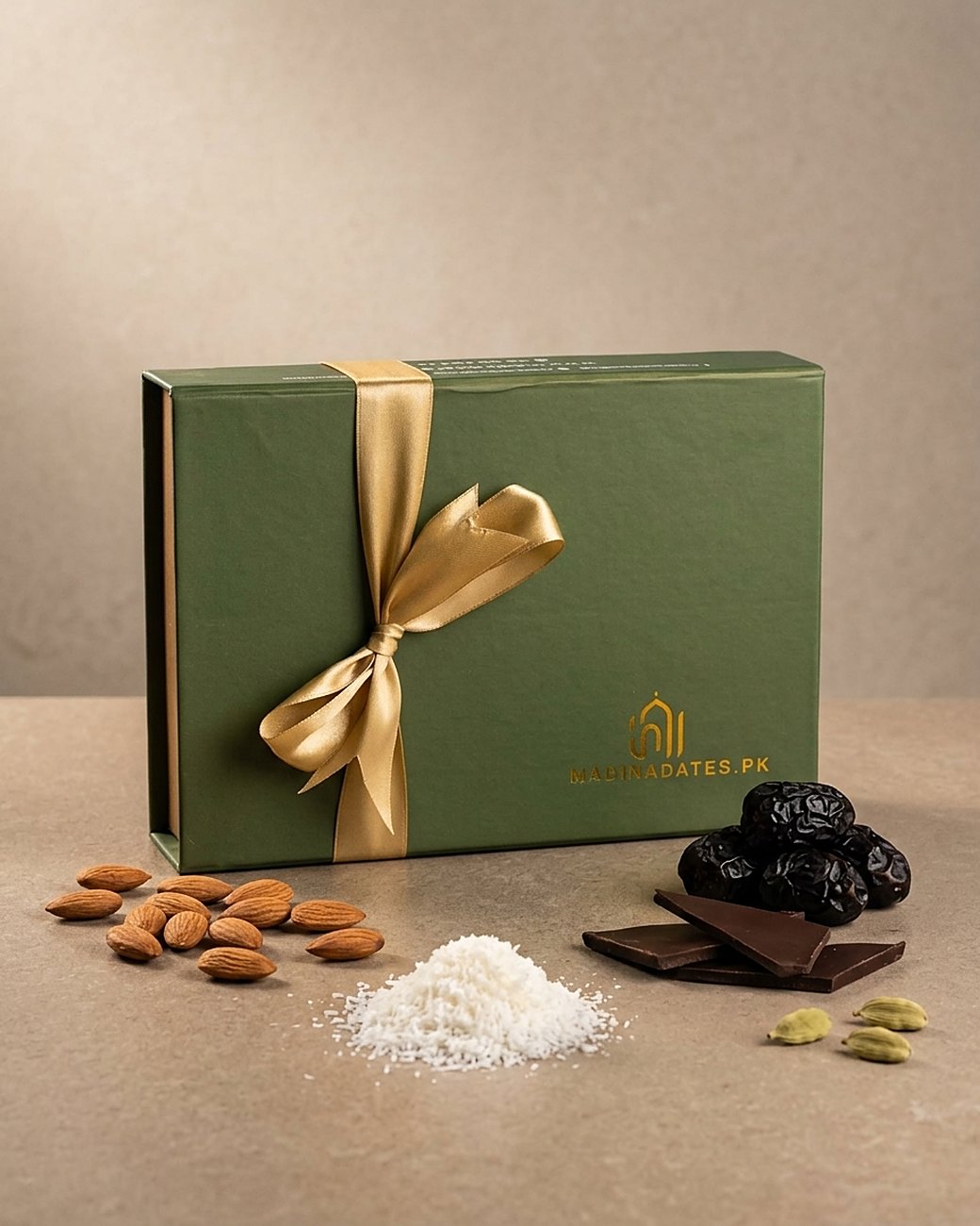 MadinaDates.pk Signature Box with almonds, coconut, chocolate and Ajwa dates